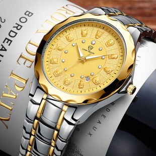 假机械手表男士泰时丹顿品牌十二生肖腕表商务钢带防水石英表男表