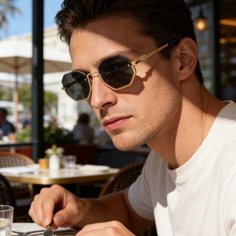 mu欧美时尚新款太阳镜金属半框缪家感太阳眼镜杜桥墨镜男