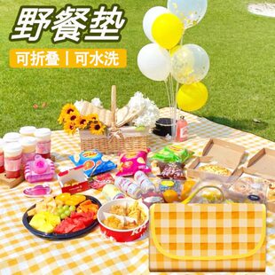 防潮手提防水加厚野炊垫子便携沙滩游春地垫露营郊游户外野餐垫布