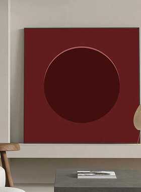侘寂风复古复古红色圆圈装饰画中古艺术简约挂画样板桌面抽象摆画