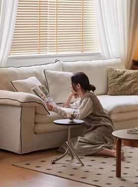 双人沙发奶油侘寂风客厅可坐可拆卸亚麻布艺Cloud云羽绒沙发新款