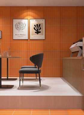 全瓷爱马橙色拉槽砖600x1200浴室防滑地砖奶茶店餐厅吧台背景墙砖