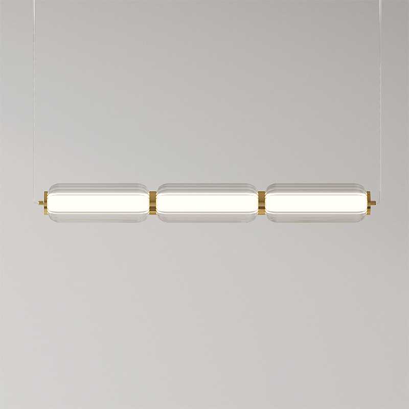 设计师款样板房餐厅吧台岛台茶室简约轻奢一字长条玻璃艺术吊灯