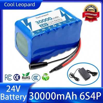 New 24V 6S4P 30000mAh Battery Pack 25.2V Rechargeable Lithiu