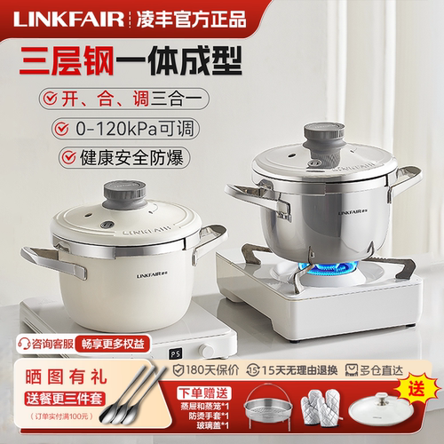凌丰304不锈钢防爆高压锅5L