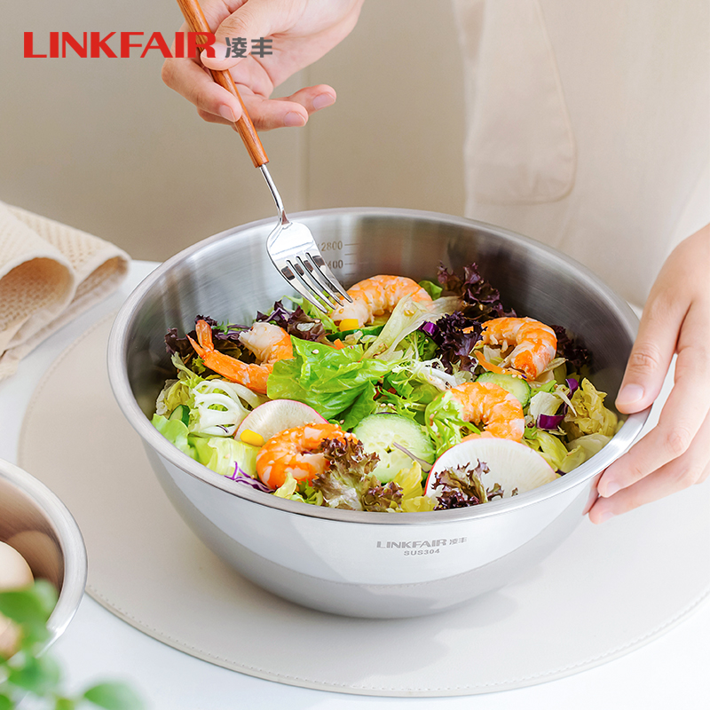 凌丰304不锈钢汤盆多用盆餐盆大号盆备菜盆家用加厚和面盆料理盆