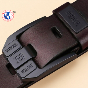 男士 百搭潮流复古商务休闲轻奢高档宽孔腰带男 皮带真皮针扣牛仔裤