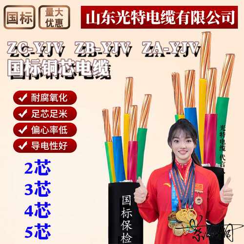 国标铜芯ZRC-YJV阻燃ZA 电缆线2/3/4/5芯充电桩6/10/16平方25铜线