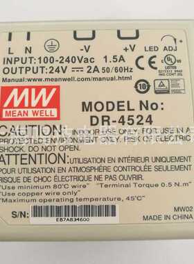 明纬导轨开关电源DR-4524 DR-3024 DR-6024 4512 05新款HDR-60-24
