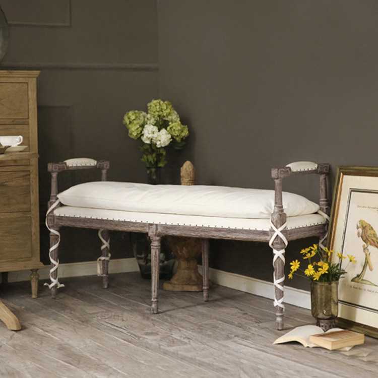 美式实木复古雕花长凳换鞋凳卧室试衣间凳子餐凳床尾凳欧式沙发凳