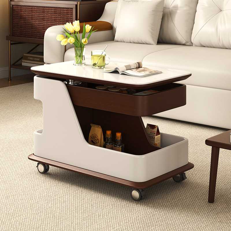 可移动茶几客厅家用小推车小户型沙发边几角几带万向轮升降小桌子