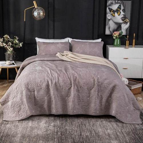 2023千义汇新款绣花绗缝被 三件套纯色简约棉质床盖夏凉被空调被