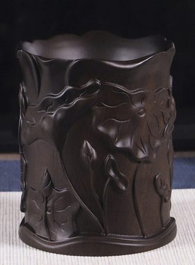 红木笔筒创意雕刻复古中国风办公桌面摆件教师节礼物实木收纳笔筒