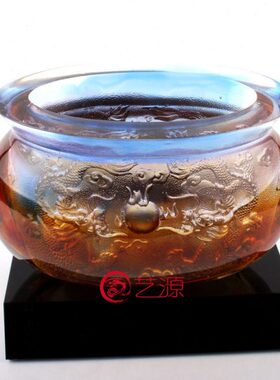 琉璃摆件聚宝盆龙宝盆招财创意家居饰品商务礼品乔迁开业礼品礼物