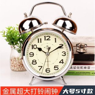 闹钟起床神器学生用大字体金属强力叫醒儿童儿童超强夜光桌面时钟