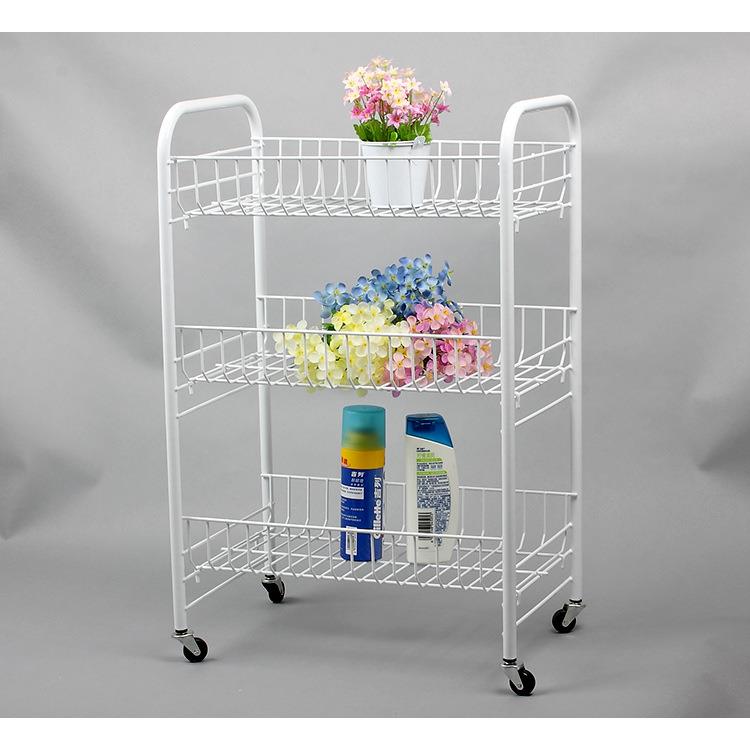 加固型三层带轮浴室置物架 多功能杂物收纳架 储物花架 蔬菜架