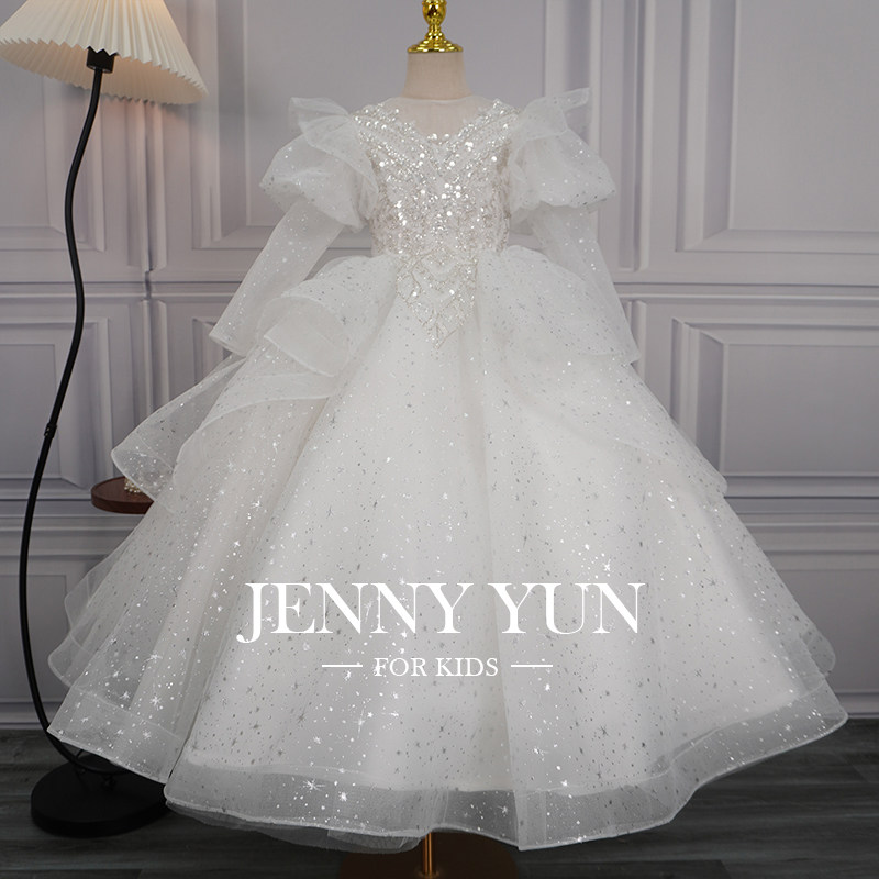 花童婚礼小女孩礼服长袖轻奢小众高端儿童钢琴演奏服主持人演出服,童装/婴儿装/亲子装,儿童礼服,淘宝优惠券,粉丝福利购,淘宝优惠卷