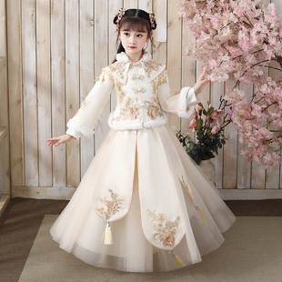 过年儿童服装拜年服加厚保暖汉服女童冬装新中式唐装年服演出服