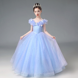 钢琴演奏礼服女童礼服轻奢小众高端公主裙儿童小主持人爱莎演出服