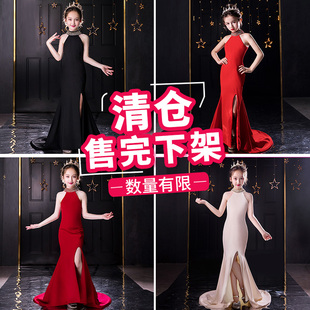 晚礼服女童轻奢小众高端儿童钢琴演奏服主持人模特走秀鱼尾演出服