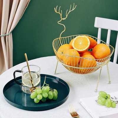 网红水果篮家用客厅茶几轻奢水果盘高端创意可沥水零食铁艺收纳筐