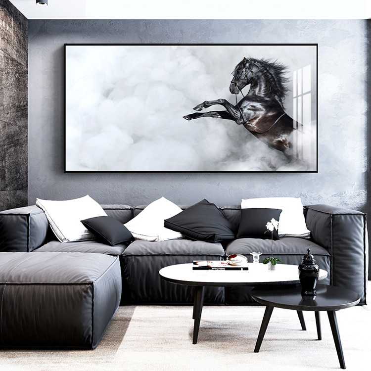 马到成功客厅装饰画现代简约办公室挂画骏马奔驰书房画大幅餐厅画