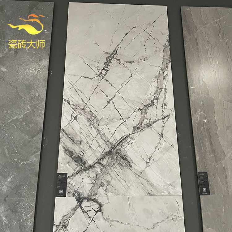 瓷砖通体大理石墙砖寒江雪柔光客厅地砖750x1500防滑白灰色地