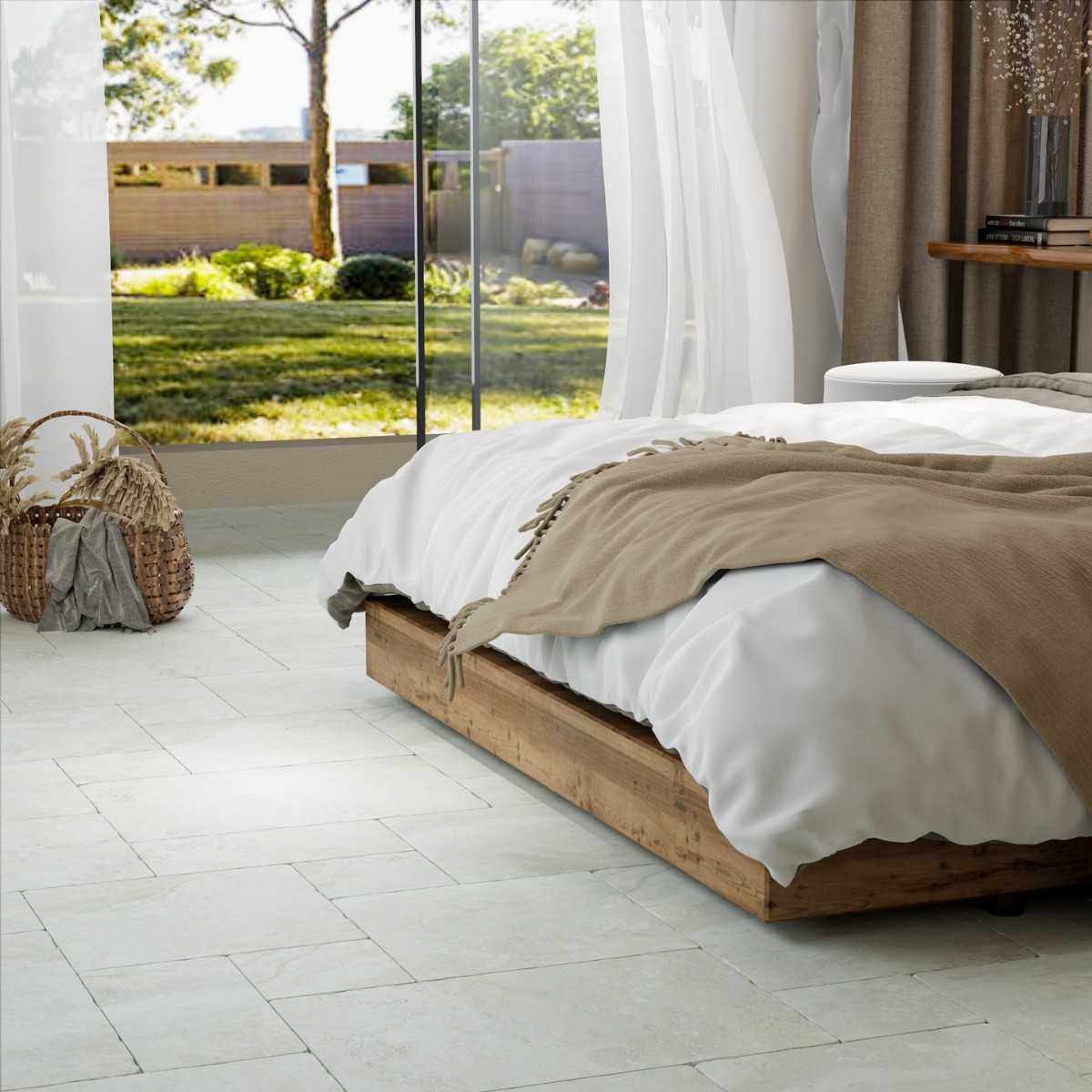 法式古堡风莱姆石瓷砖民宿客餐厅子母拼仿古地砖质感砖全瓷田园砖