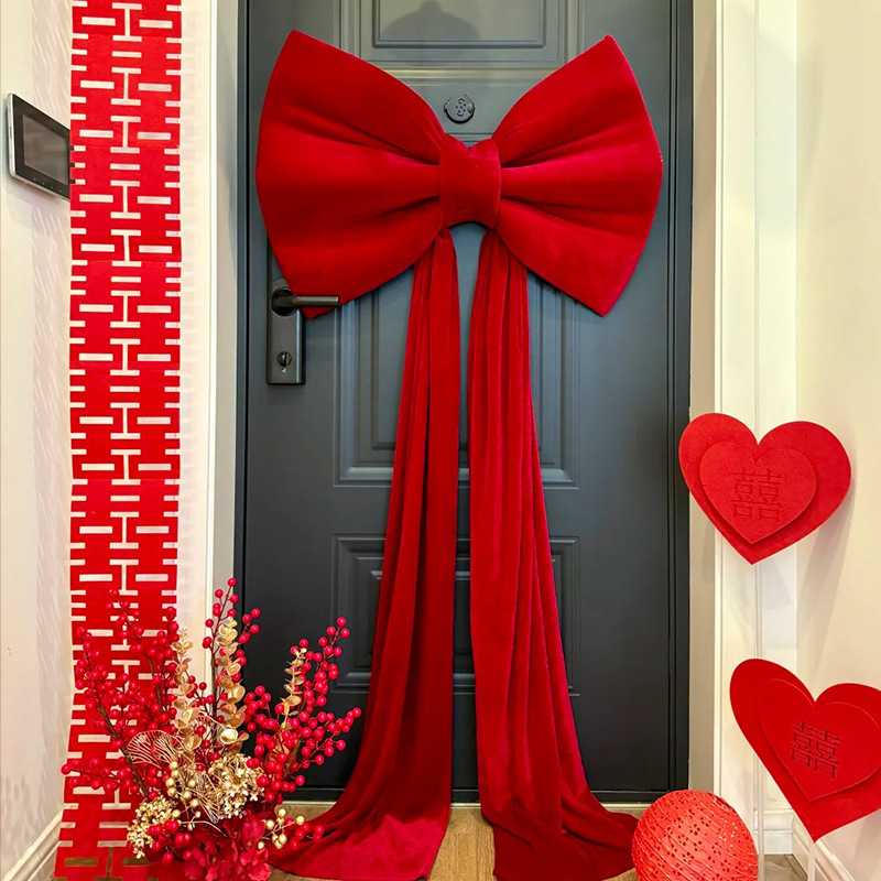 婚房布置超大红丝绒蝴蝶挂饰结婚宴新年装饰喜庆背景墙打卡拍照