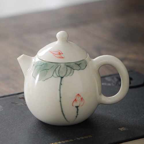家用简约茶壶陶瓷小号一人泡茶壶球孔过滤纯手绘小龙蛋壶茶杯功夫