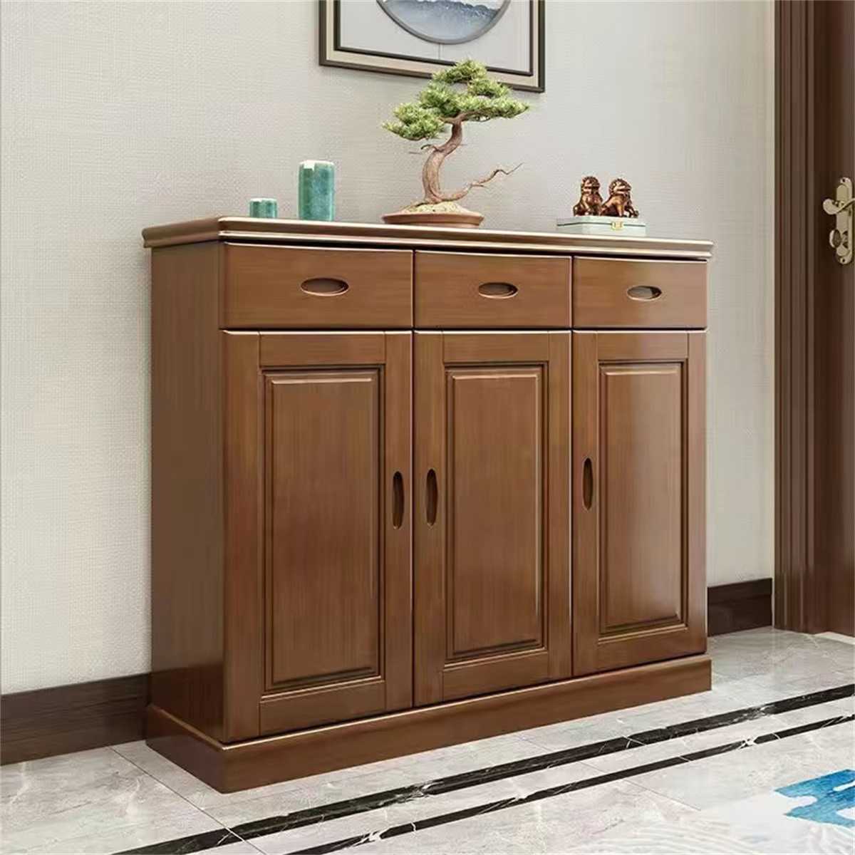 中式实木鞋柜靠墙家用进门入户玄关柜超大容量客厅防尘收纳储物柜