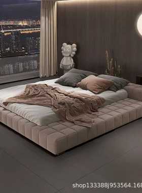 baxter床豆腐块床奶油系别墅主卧床特别的poliform床 tufty床