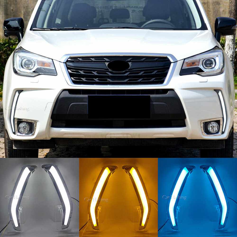 适用于斯巴鲁13-18款森林人日行灯LED日间行车灯流水转向灯前