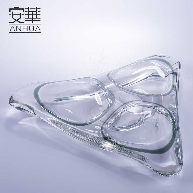 安华现代简约艺术果盘家居玻璃装饰品创意摆件高端精致工艺品