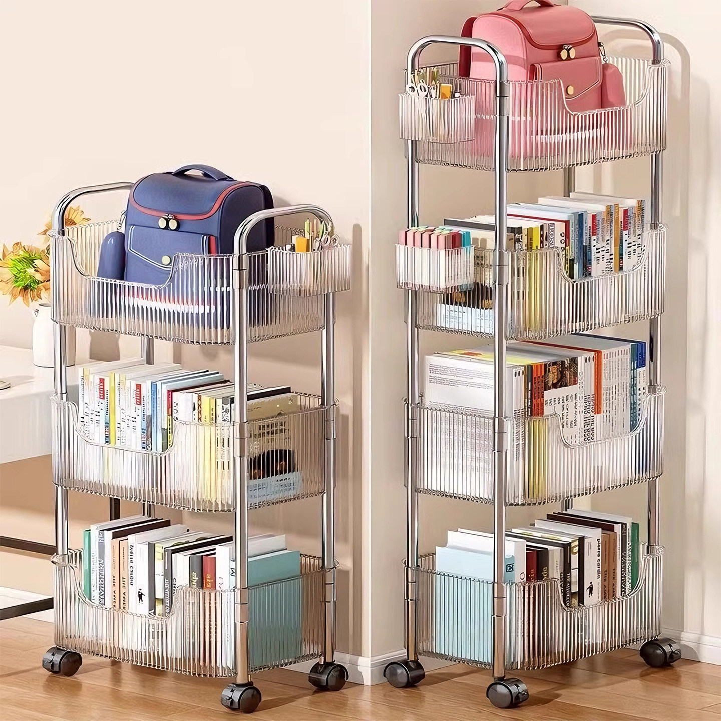 亚克力书包零食可移动置物小推车