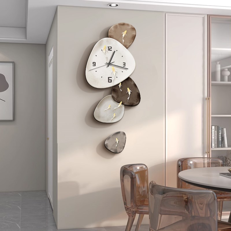 时来运转客厅装饰画钟表高级感电视背景墙上挂件时钟黑白创意挂钟