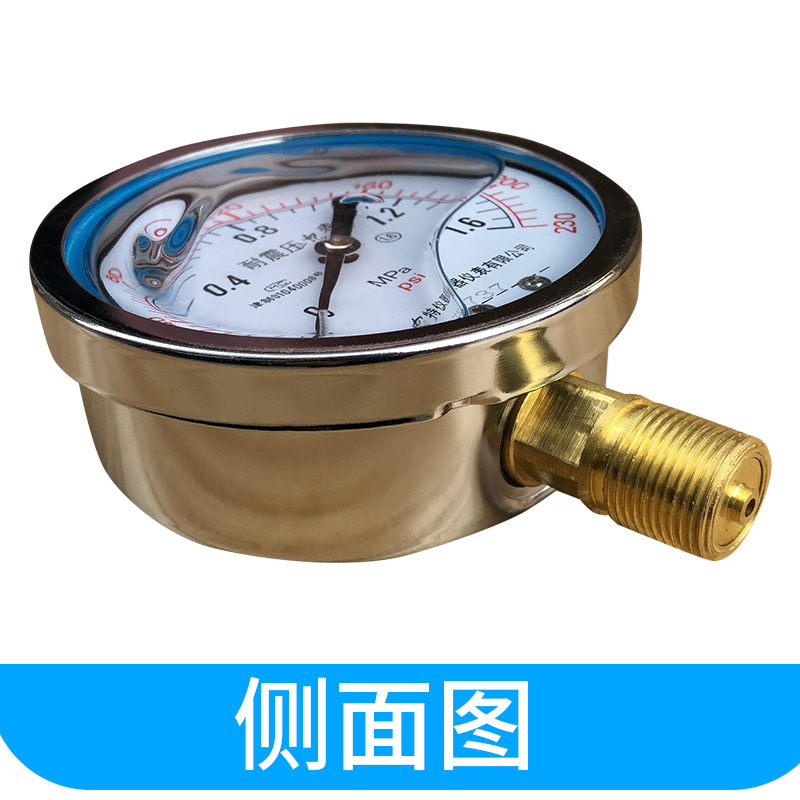 耐震压力表YN-100水压液压油压气压0-0.6/1.6/4/16/25/60MPA