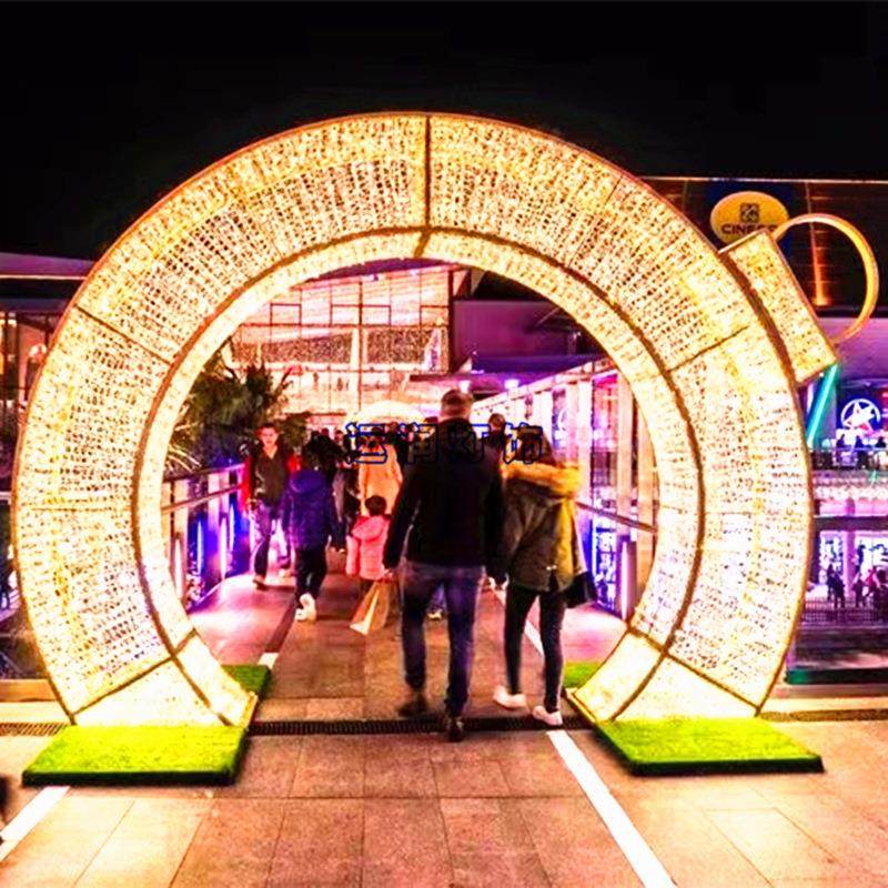 LED五角星圆拱造型灯图案灯亚克力冰雕天使造型节日亮化工程装饰