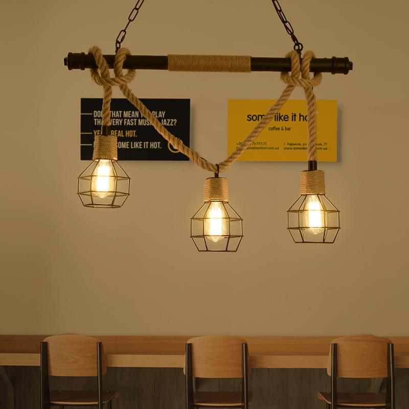复古工业风水管麻绳吊灯餐厅咖啡店创意灯具休闲娱乐场所装饰吊灯