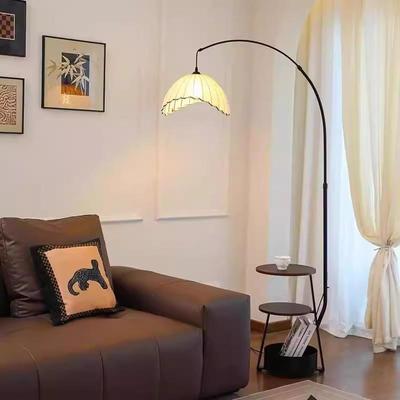 中古落地灯客厅沙发旁边几置物架一体钓鱼灯复古卧室氛围收纳灯具