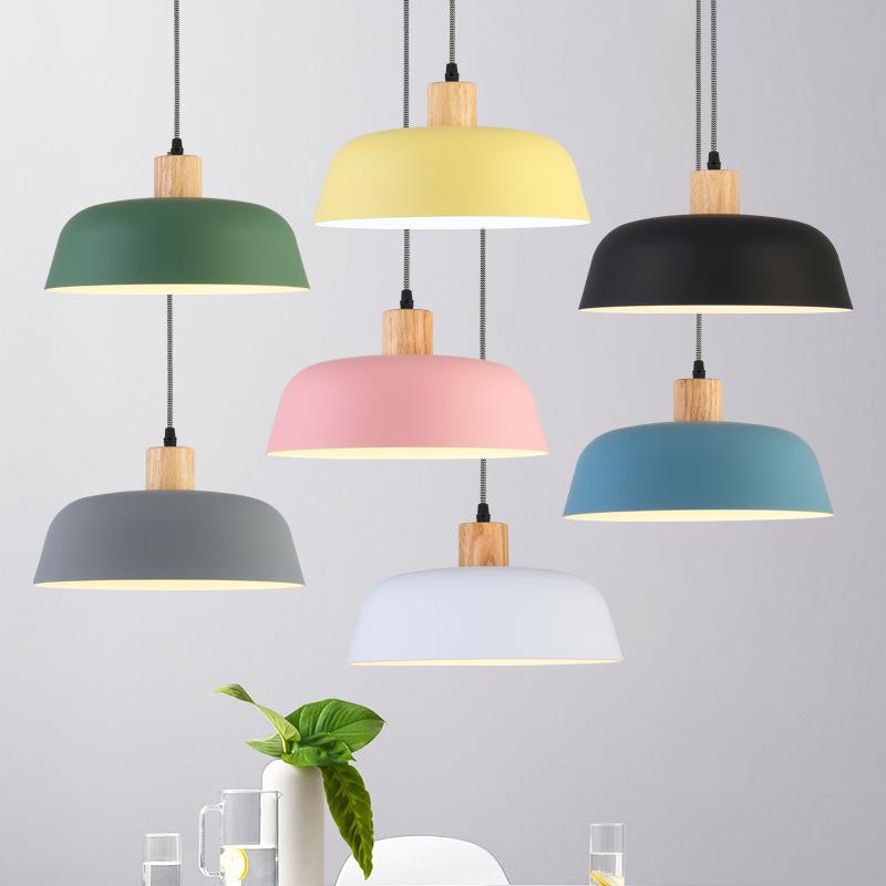 北欧单头木艺简约侘寂风马卡龙吧台咖啡厅酒店餐厅吊灯办公室灯具