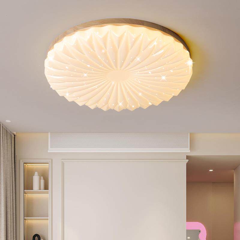 卧室灯现代简约原木向日葵灯过道阳台日式灯具创意儿童婚房主卧灯