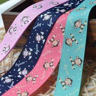 姚明织带AX513丝带25mm小猴子印刷罗纹带