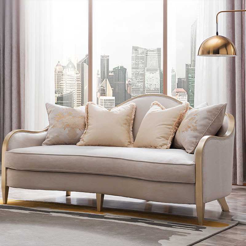 美式轻奢现代实木布艺沙发茶几组合客厅法式简约高端欧式三人沙发