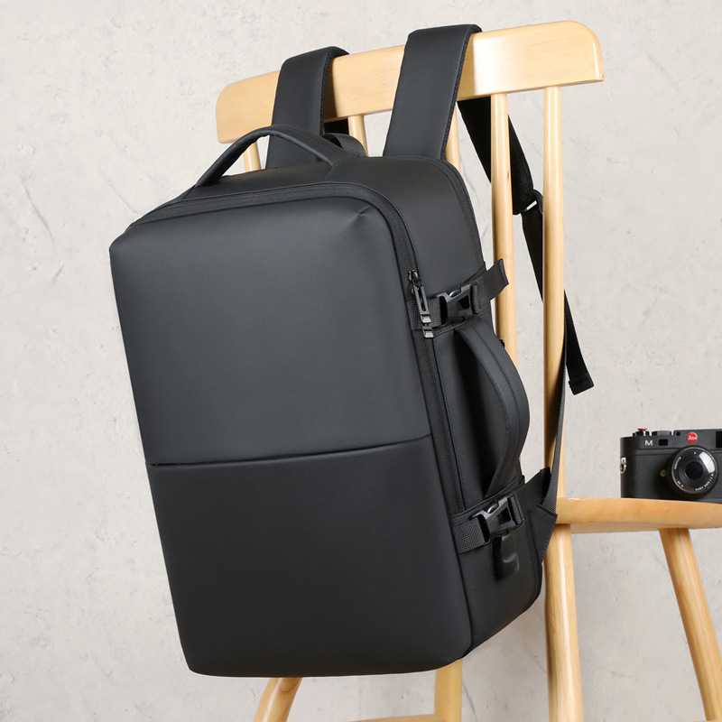 新款多功能双肩包男款简约大容量背包皮膜可扩容商务通勤电脑包