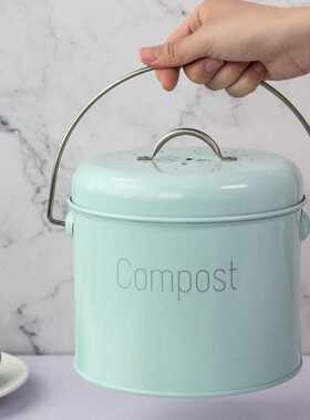 IYR7带提手防水厨余桶装湿垃圾分类垃圾桶台面桌面用带活性炭过滤