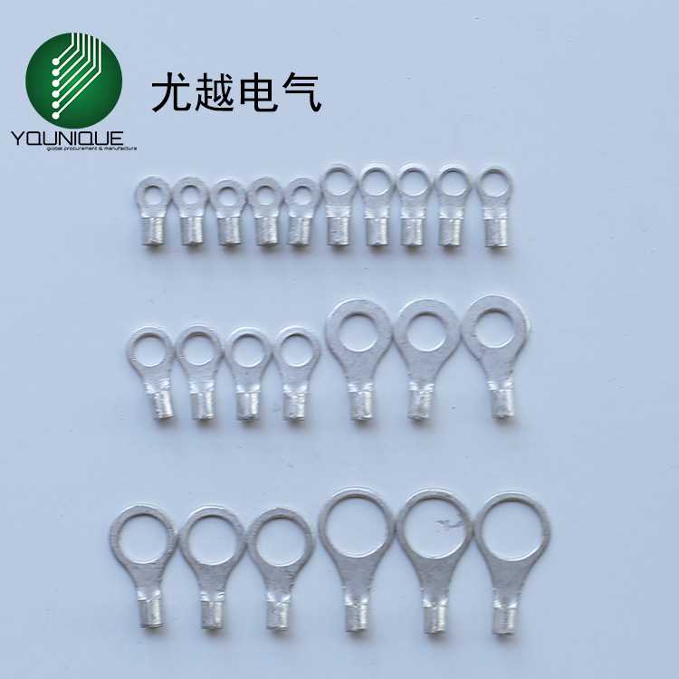 无绝缘护套O型圆形端子OT冷压接线端子裸端头铜鼻子焊接铜件RNB2