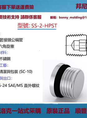 SS-2-HPST世伟洛克Swagelok 不锈钢公称管接头，内六角旋塞