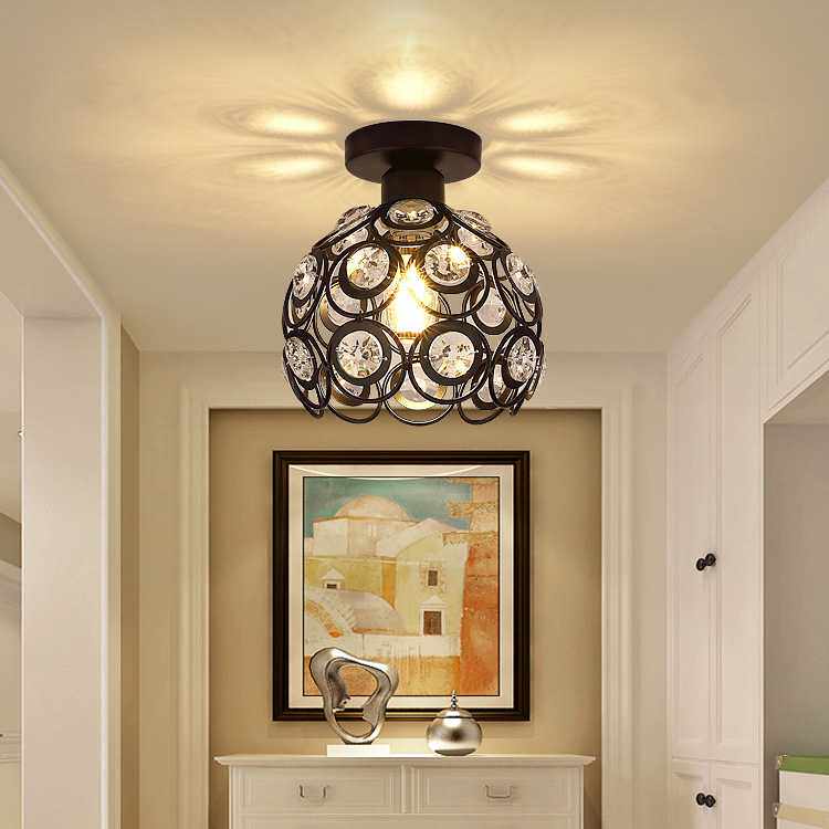 现代简约水晶牛眼吸顶灯 个性玄关阳台铁艺吸顶灯具灯饰