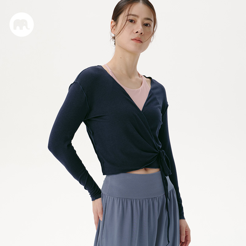 omshan·修身交叉绑带长袖罩衫